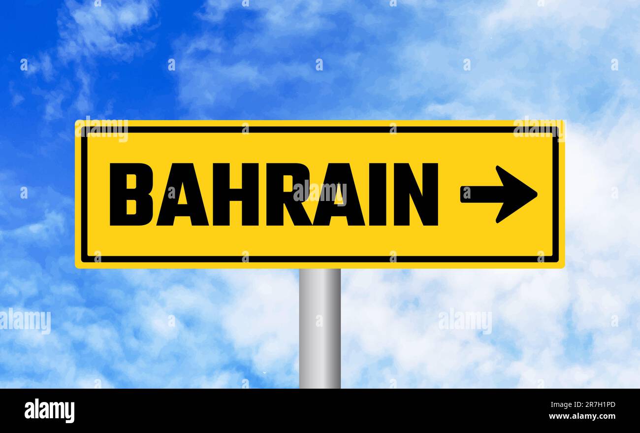 Bahrain road sign on cloudy sky background Stock Photo Alamy