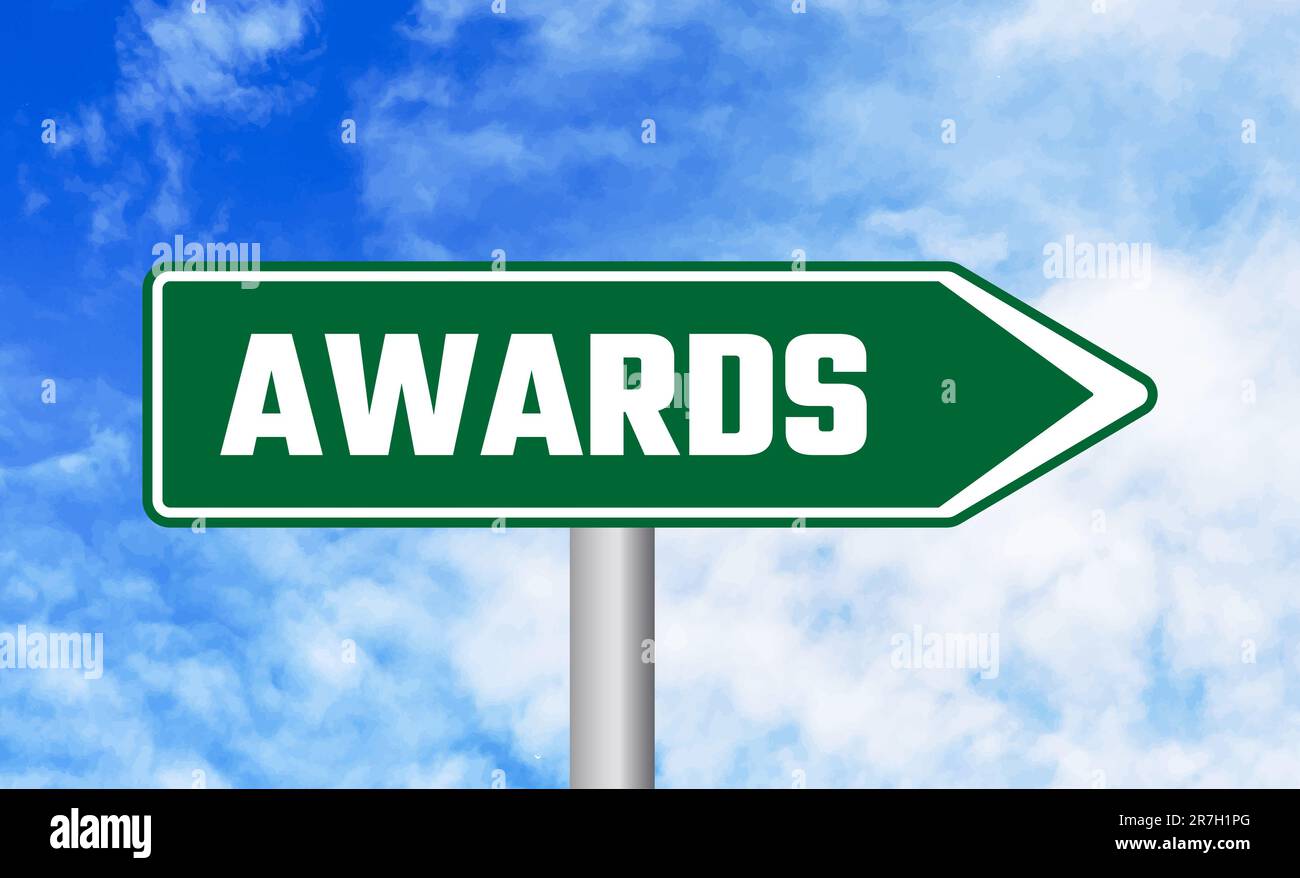 Awards road sign on blue sky background Stock Photo - Alamy