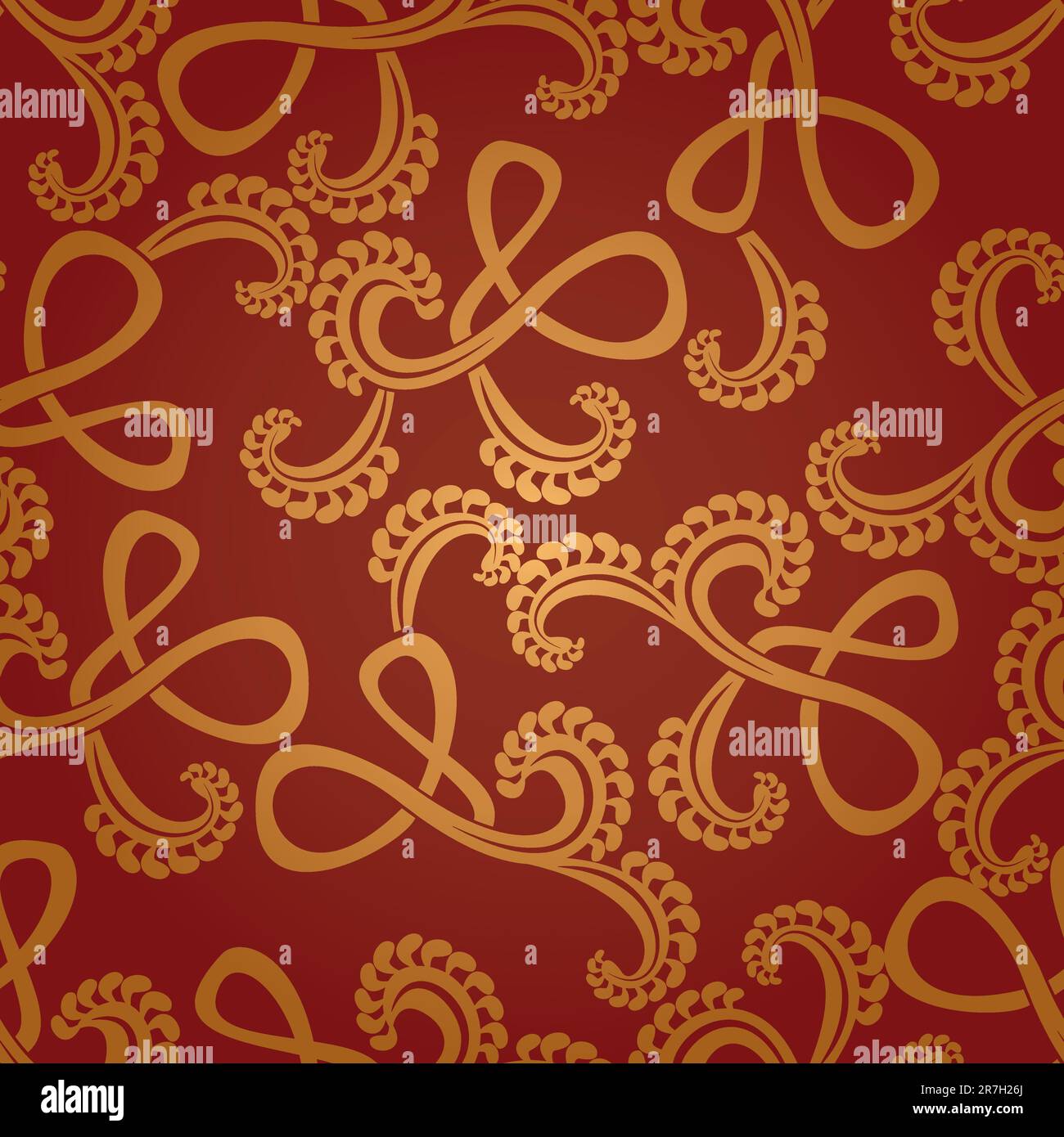 seamless pattern golden curls on a brown background Stock Vector