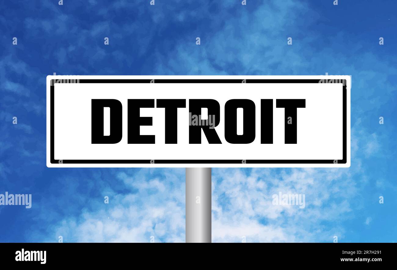 Detroit road sign on blue sky background Stock Photo - Alamy