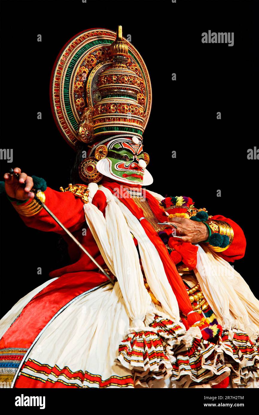 Kathakali is a famous dance-drama of south indian state of Kerala. Bhava Bhavanam Festival. Stock Photo