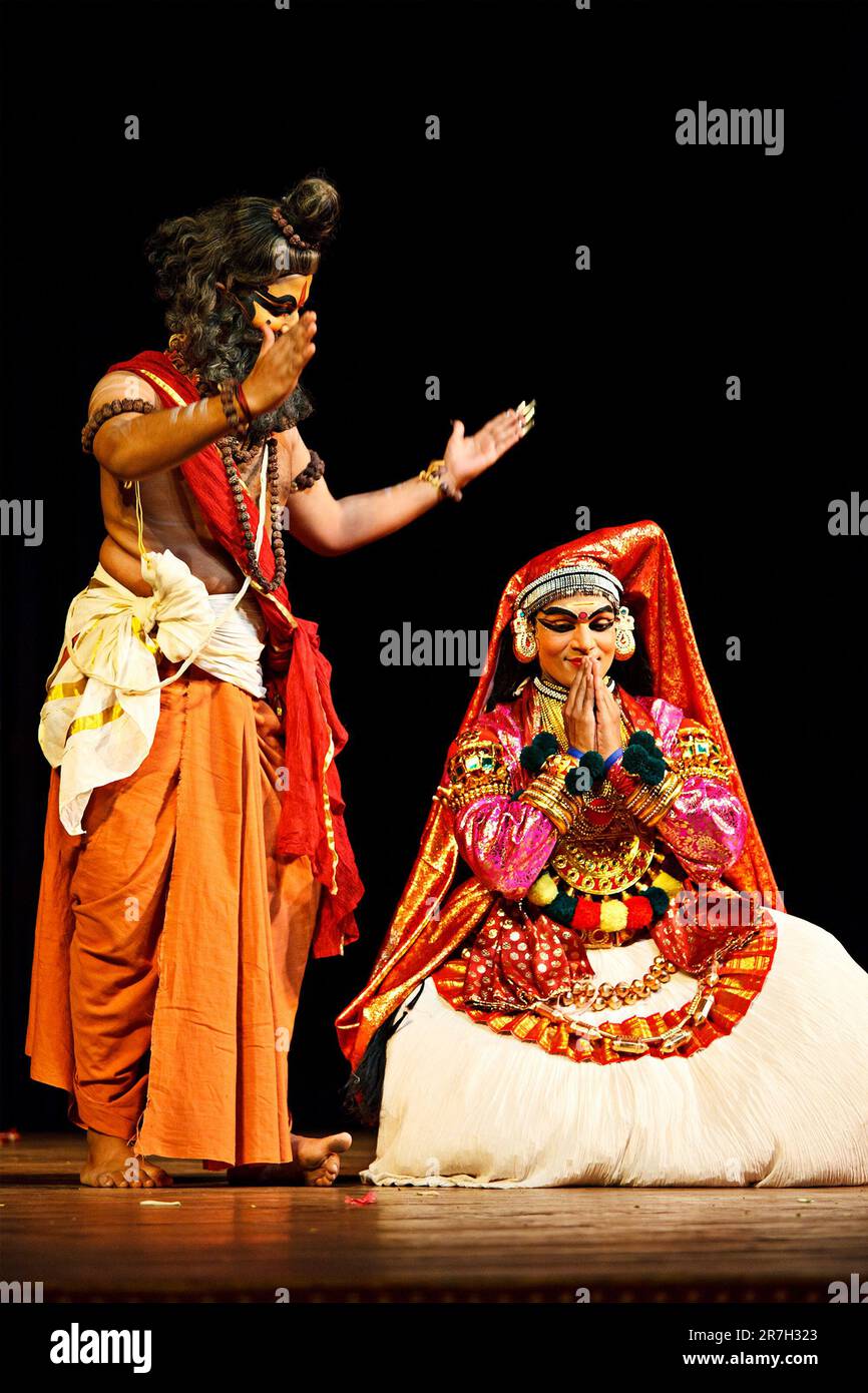 Kathakali dance. Bhava Bhavanam Festival. September 2009. Chenna Stock Photo