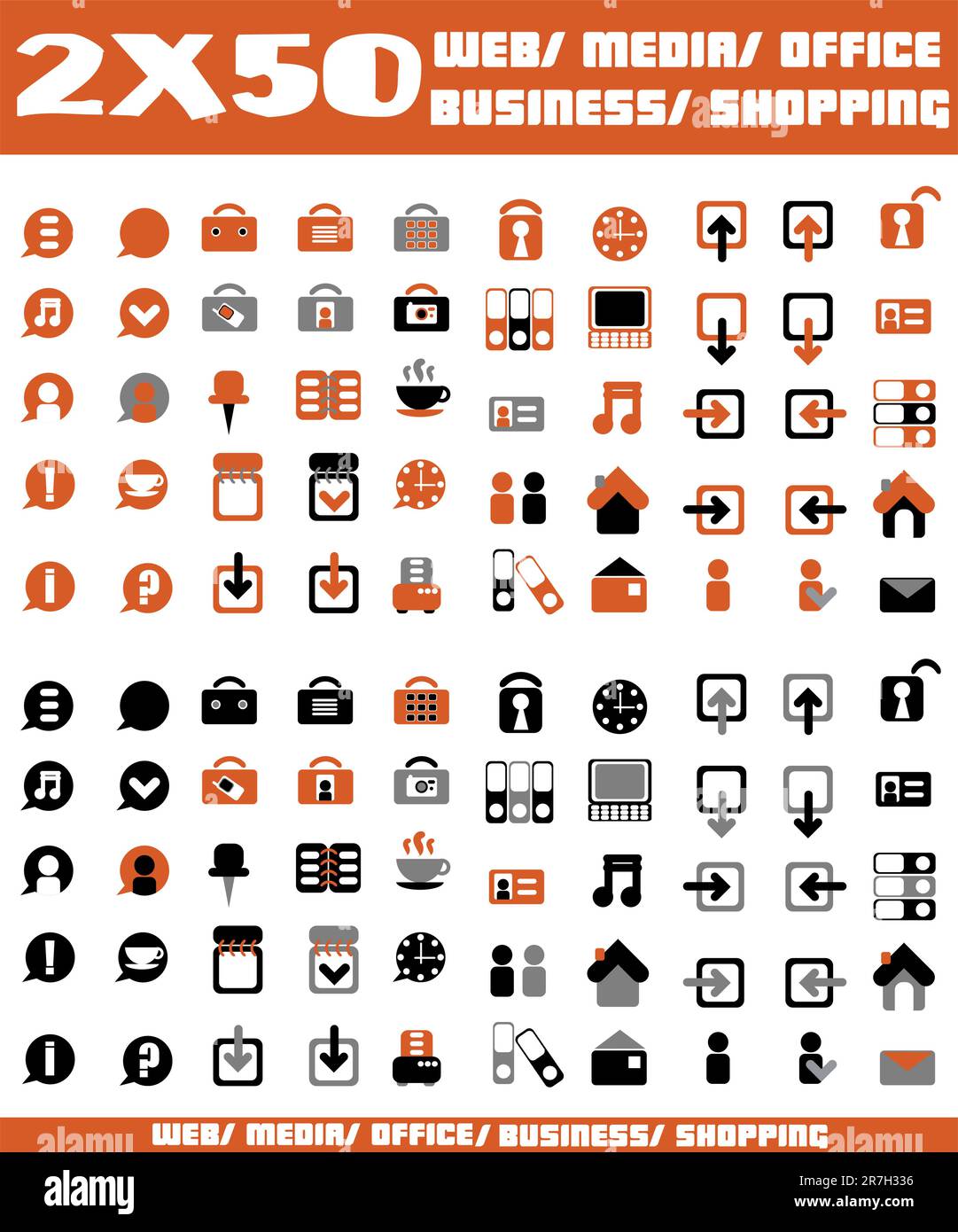 100 orange vector environmental icons and design-elements Stock Vector