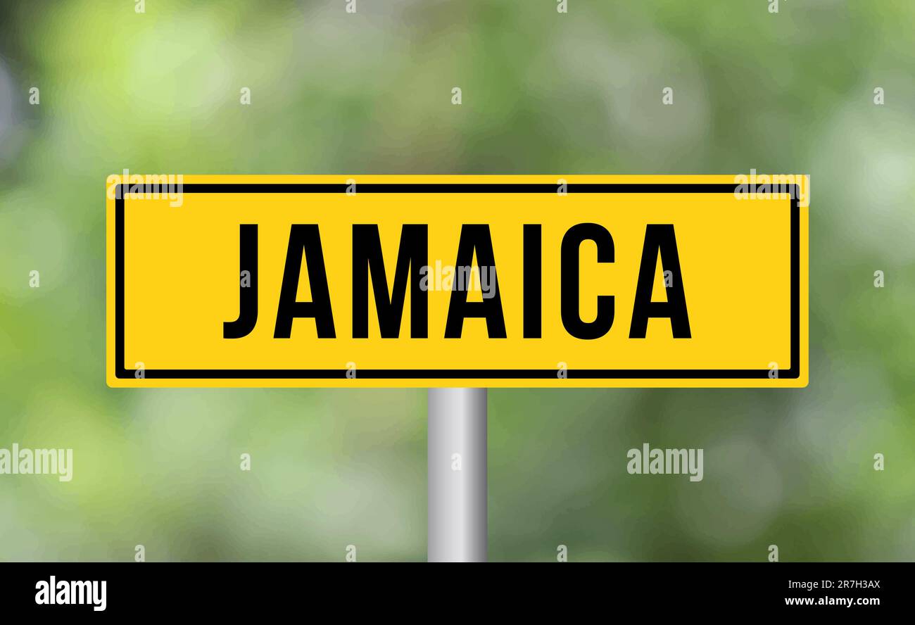 Jamaica road sign on blur background Stock Photo Alamy