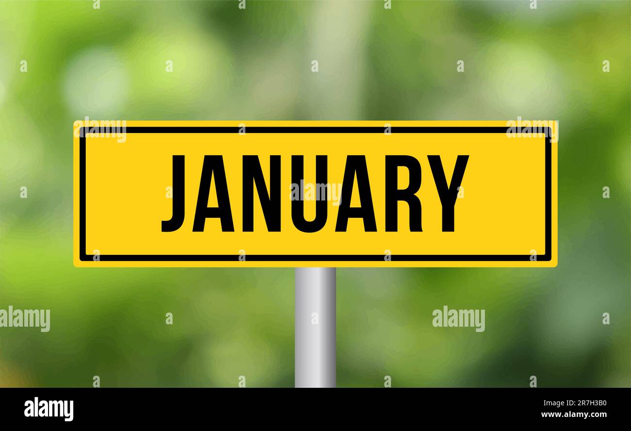 January road sign on blur background Stock Photo - Alamy
