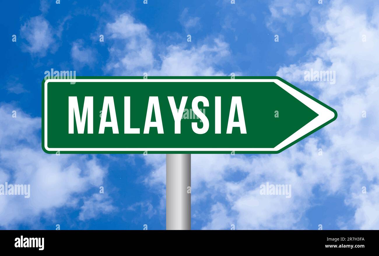 Malaysia road sign on sky background Stock Photo - Alamy