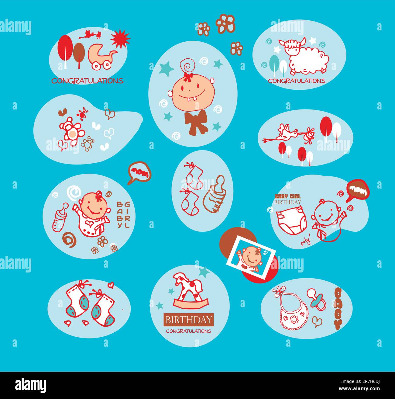 Baby girl elements set Stock Vector