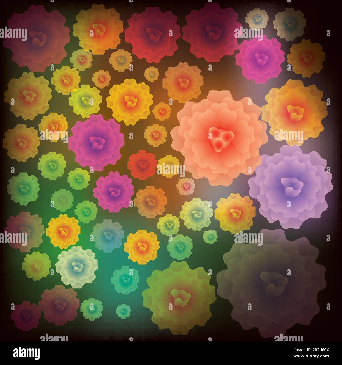 abstract floral illustration with color flowers on black Stock Vector ...