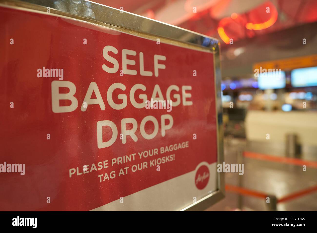 KUALA LUMPUR MALAYSIA CIRCA MARCH 2023 self baggage drop sign