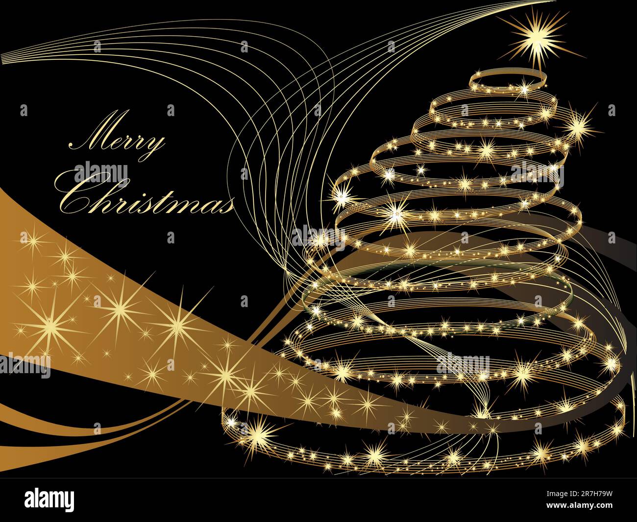 Christmas tree black and gold Stock Vector Image & Art - Alamy