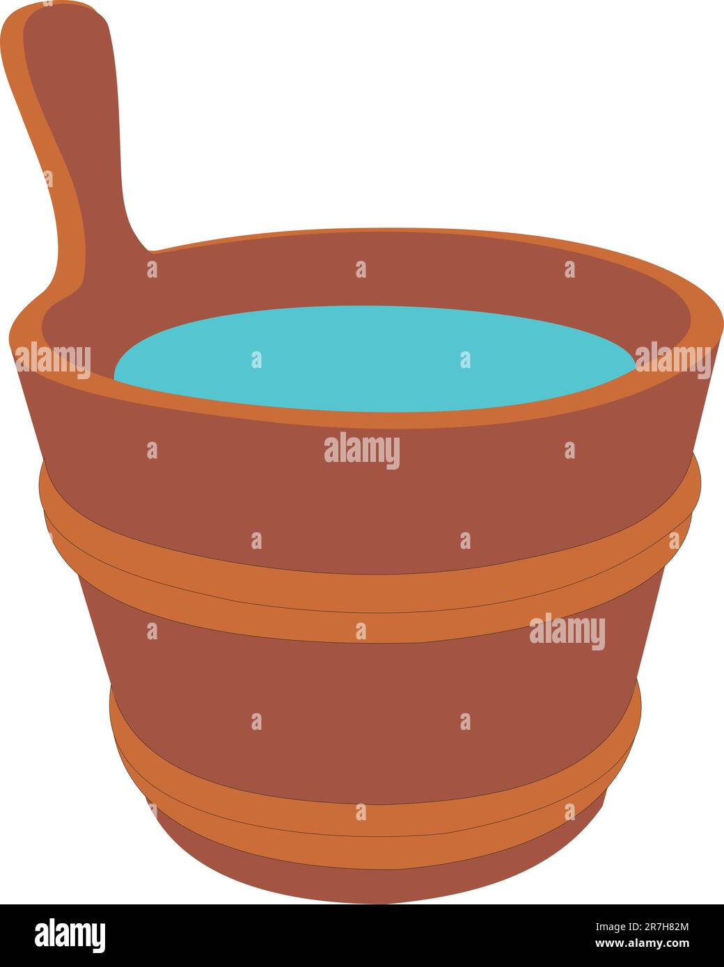 Bucket with water. Pure water. Cold water. A wooden bucket Stock Vector