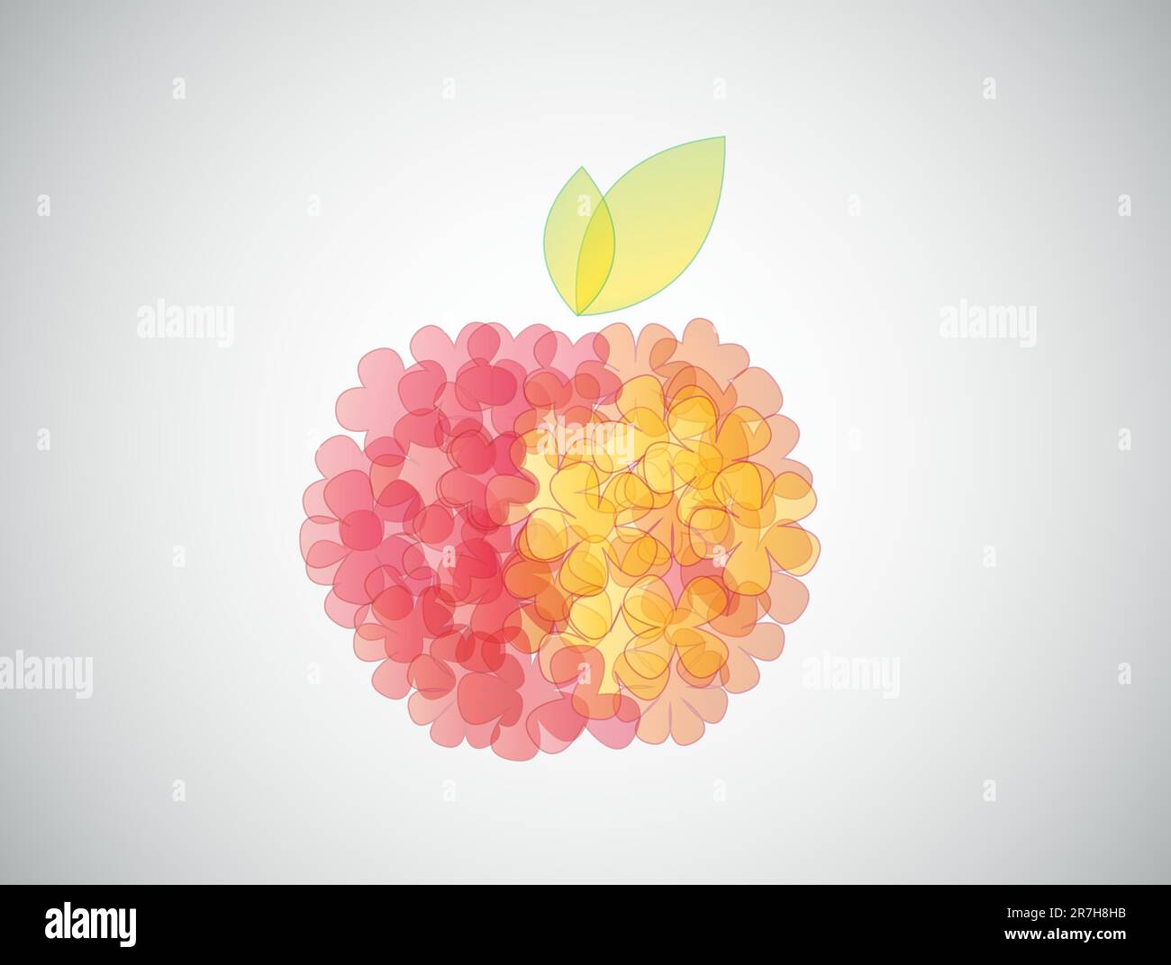 Colored apple on a gray background, icon Stock Vector