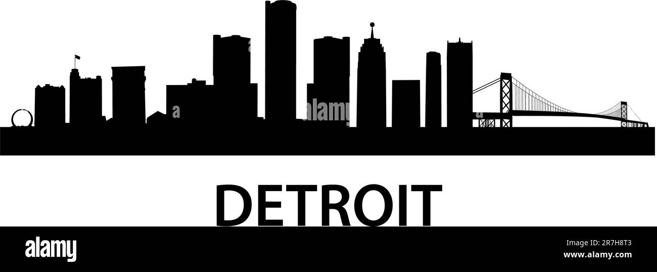 detailed silhouette of Detroit, Michigan Stock Vector