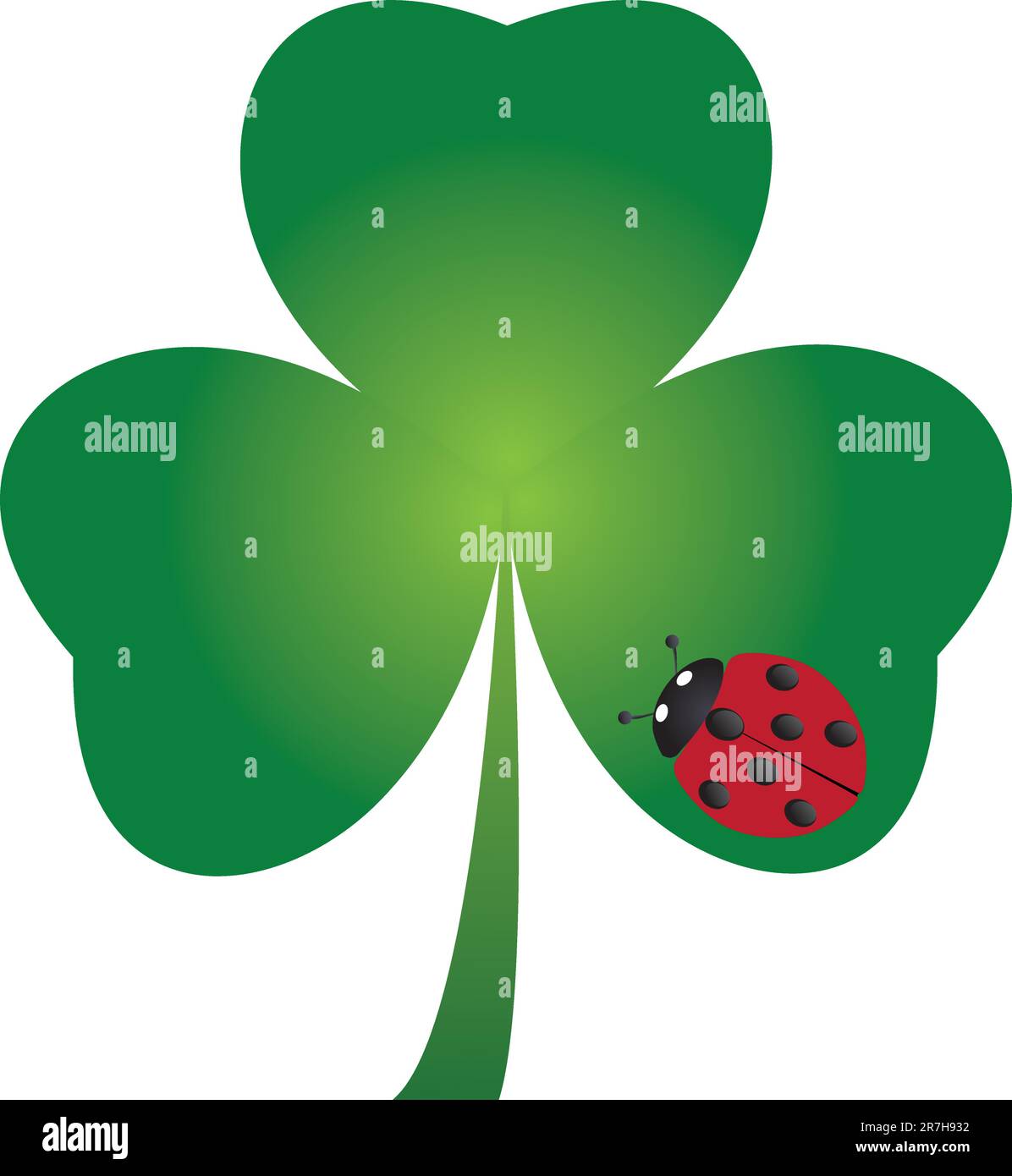 vector illustration of a shamrock with a ladybug Stock Vector Image ...