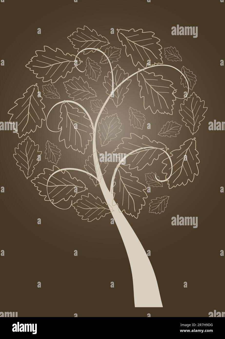 vector illustration of an abstract tree with leaves Stock Vector Image ...