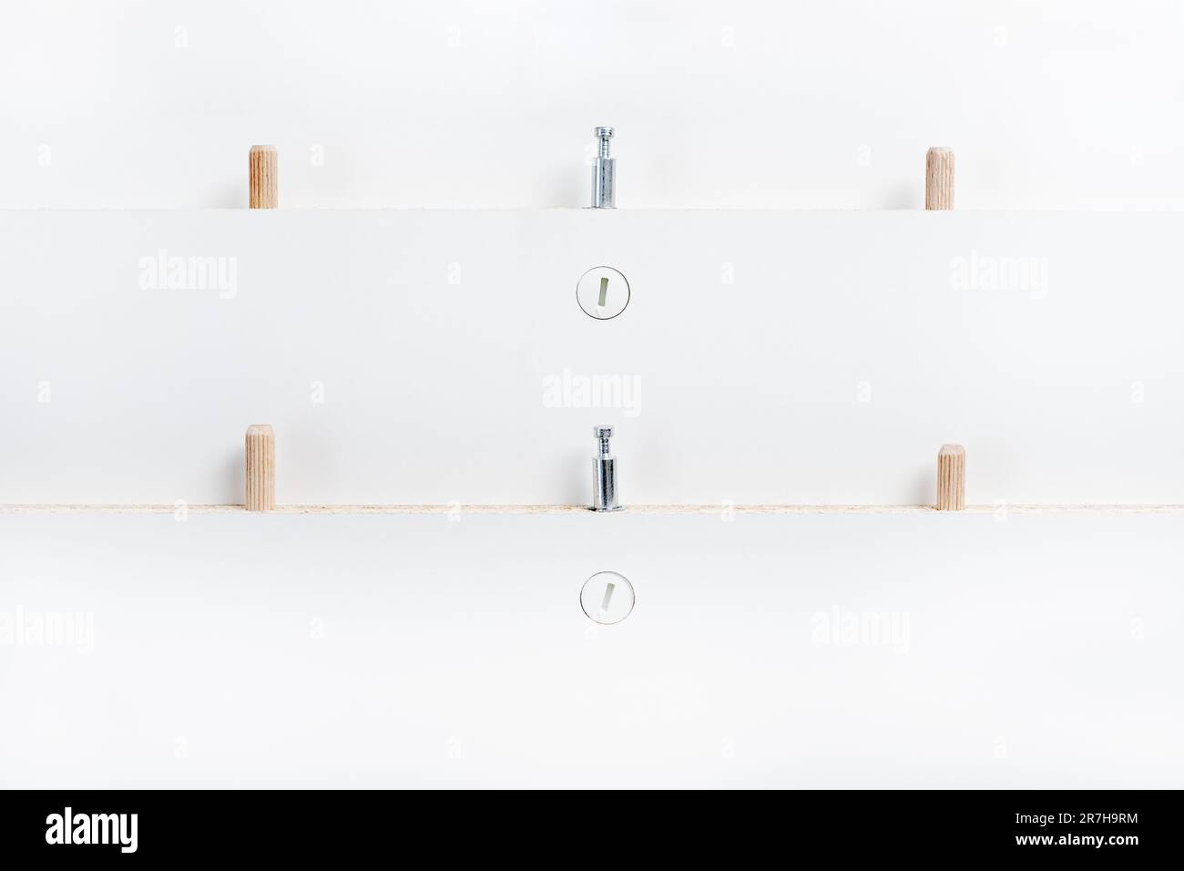 Parts of a new furniture, various assembly furniture fittings Stock