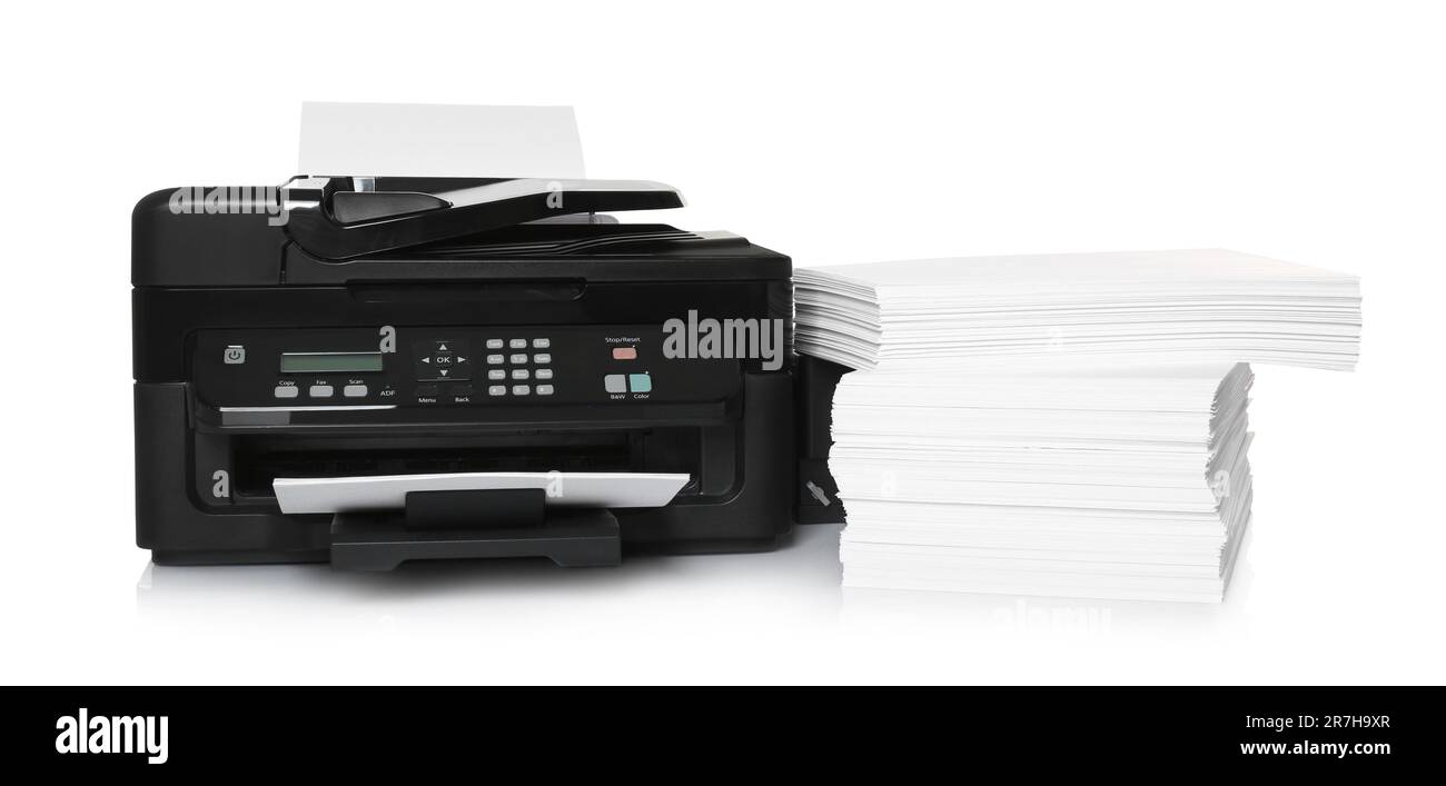 Stack Of White Printer And Copier Paper Stock Photo, Picture and
