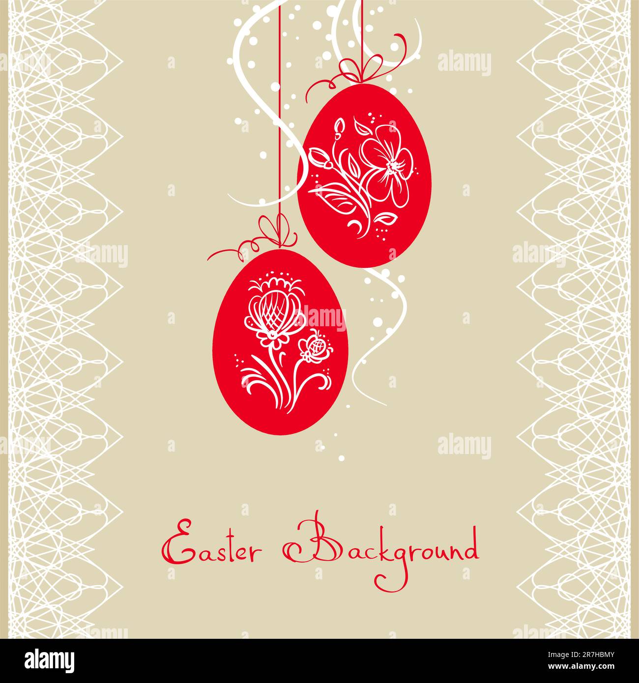 easter card with red eggs Stock Vector