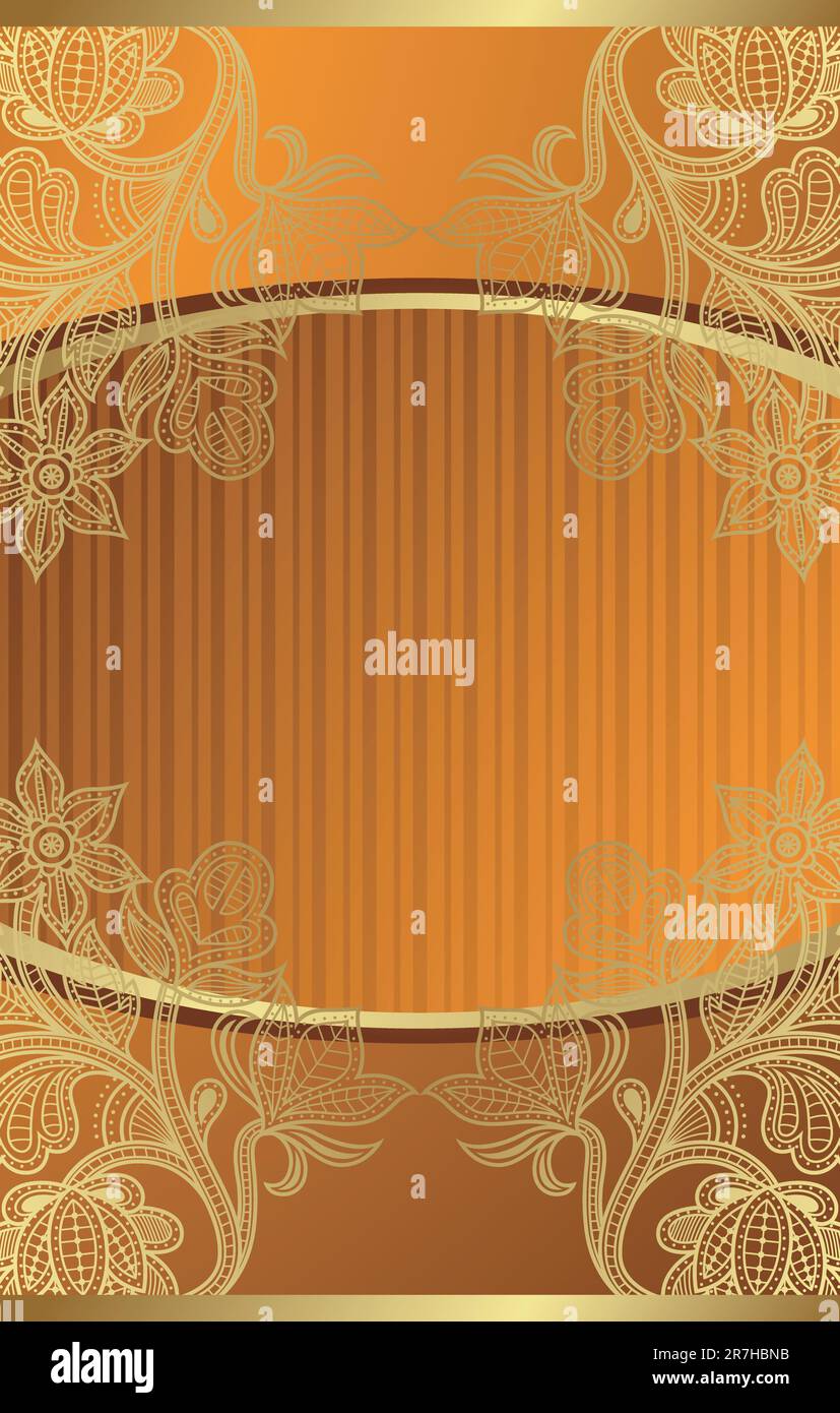 Illustration of abstract gold floral background Stock Vector Image