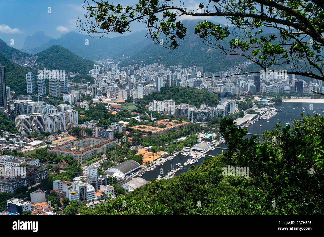 Aerial view of Rio de Janeiro Federal University (Praia Vermelha campus)  nearby the Yacht Club in Urca district under summer afternoon sunny day  Stock Photo - Alamy