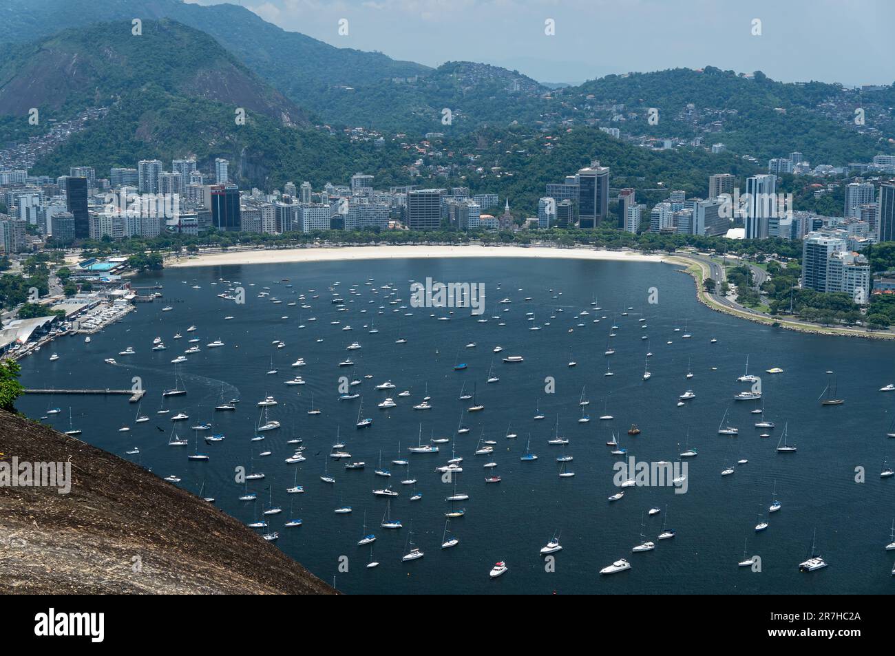 View of Morro Da Urca, Botafogo Neighborhood and Luxury Yacht Club Located  on the Shore of Guanabara Bay in Rio De Janeiro Stock Photo - Image of  boat, mountain: 85332484