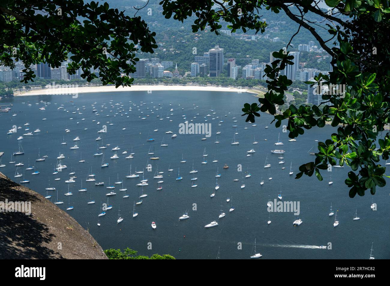 View of Morro Da Urca, Botafogo Neighborhood and Luxury Yacht Club Located  on the Shore of Guanabara Bay in Rio De Janeiro Stock Photo - Image of  boat, mountain: 85332484