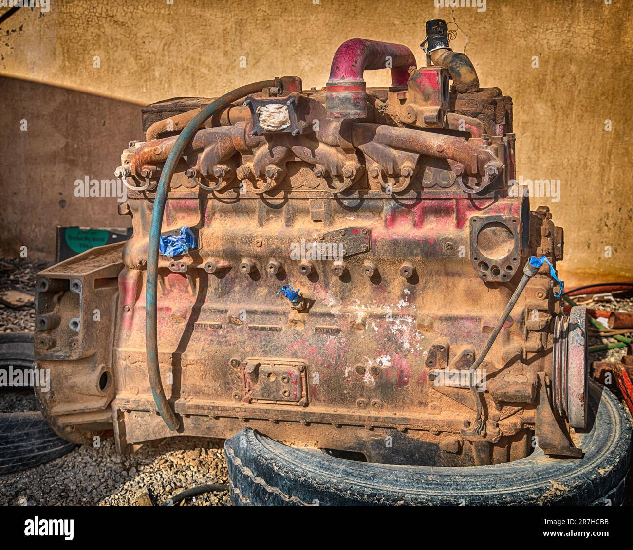 Junkyard Truck Engines - HDR look Stock Photo