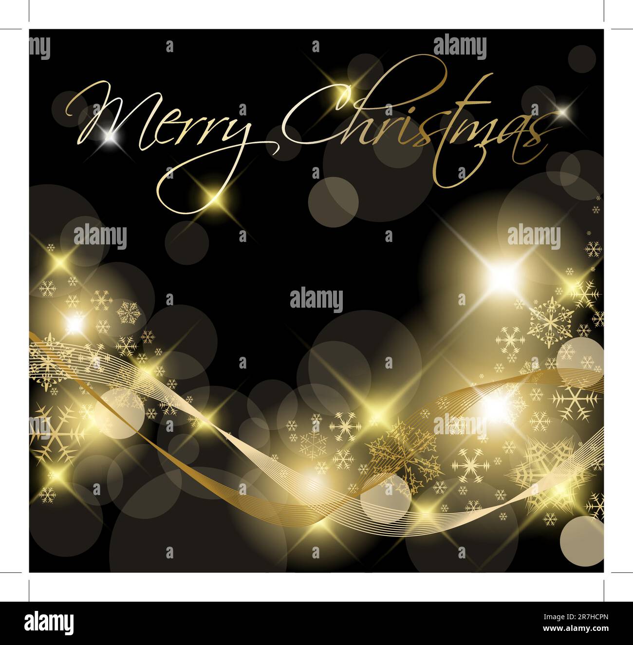 Black and Golden Christmas background / card with snowflakes Stock Vector