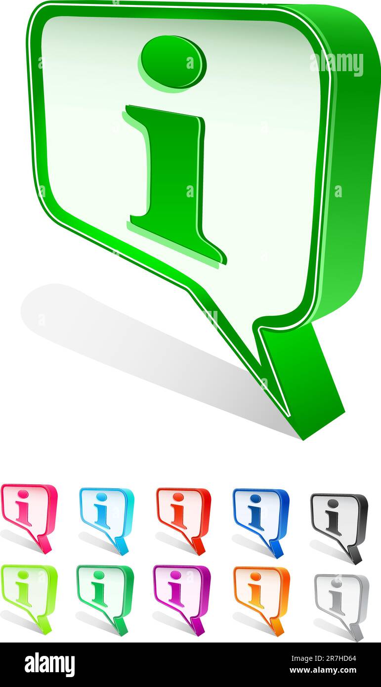 chat box icon set with info sign isolated on white background Stock ...