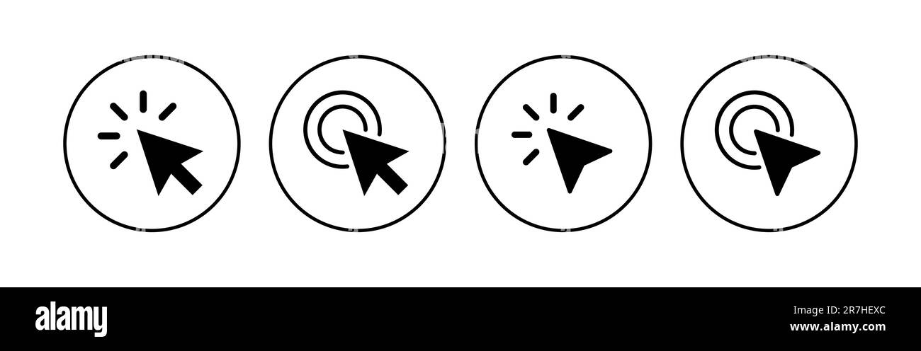 Click cursor set. Computer pointer hand and arrow icon. Press pick