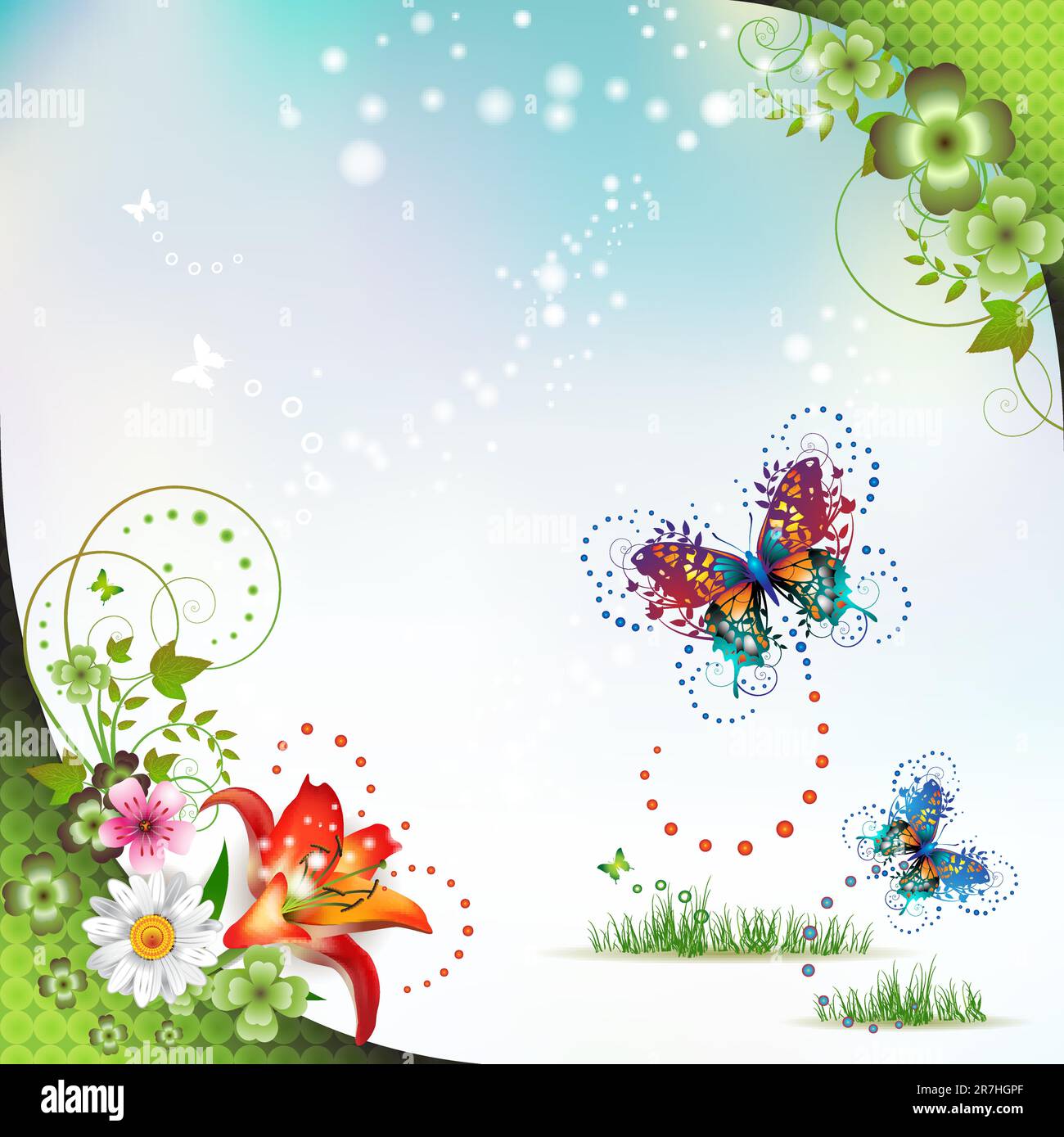 Background with flowers and butterflies Stock Vector Image & Art - Alamy