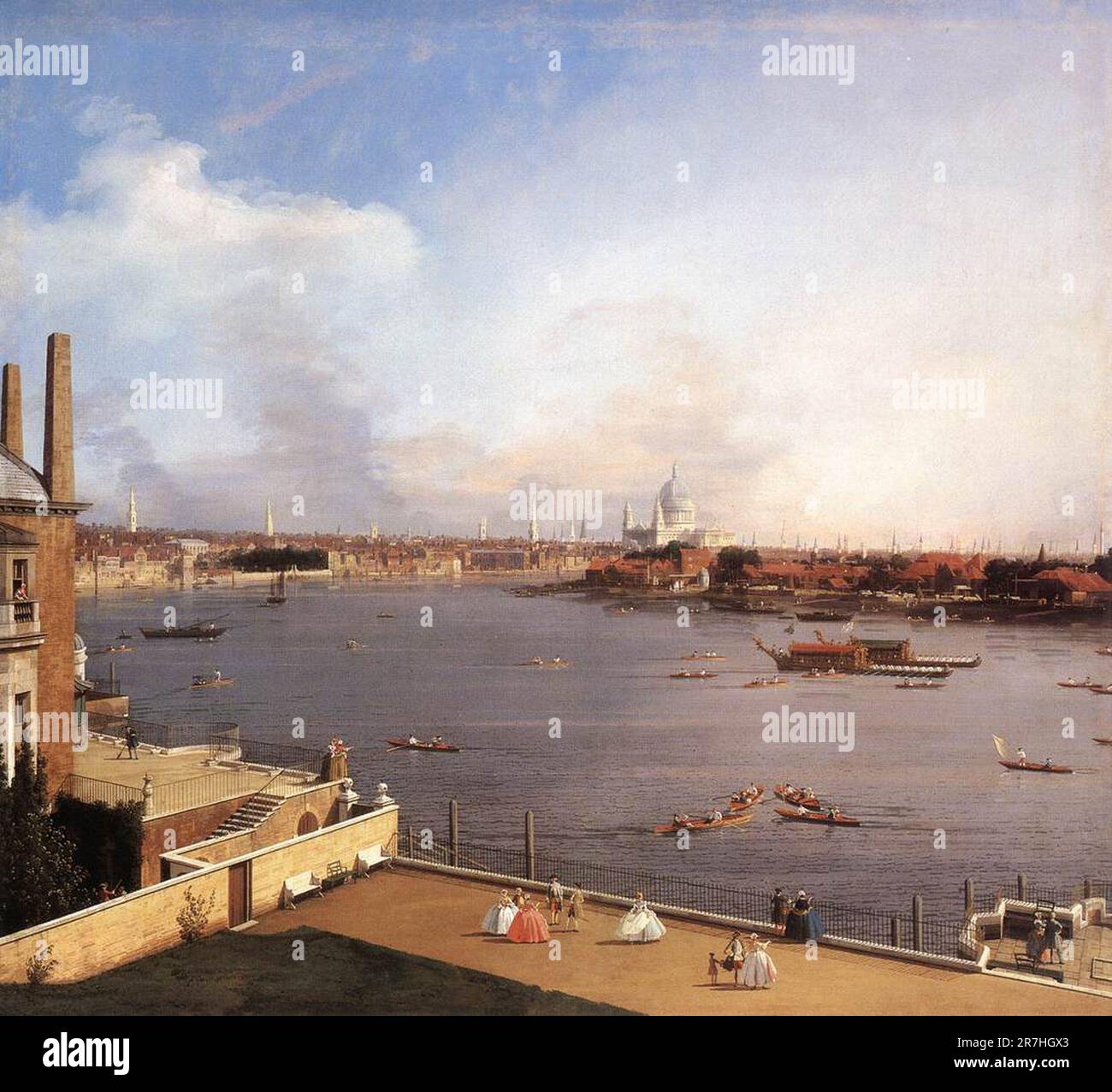 The River Thames and London from Richmond House  painted by the Venetian painter Giovanni Antonio Canal, commonly known as Canaletto. Stock Photo