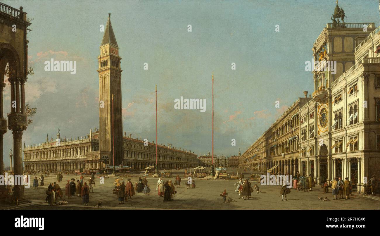 Piazza San Marco Looking South and West  painted by the Venetian painter Giovanni Antonio Canal, commonly known as Canaletto, in 1763) Stock Photo