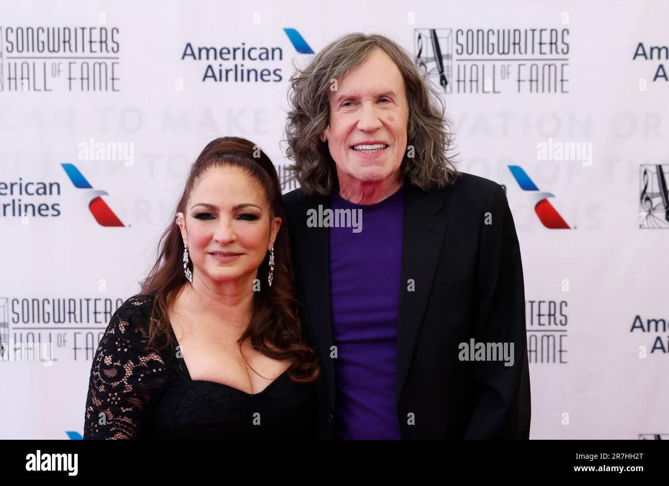 New York, United States. 15th June, 2023. Gloria Estefan and Glen Ballard arrive on the red carpet at the 2023 Songwriters Hall of Fame Induction and Awards Gala at the New York Marriott Marquis on Thursday, June 15, 2023 in New York City. Photo by John Angelillo/UPI Credit: UPI/Alamy Live News Stock Photo