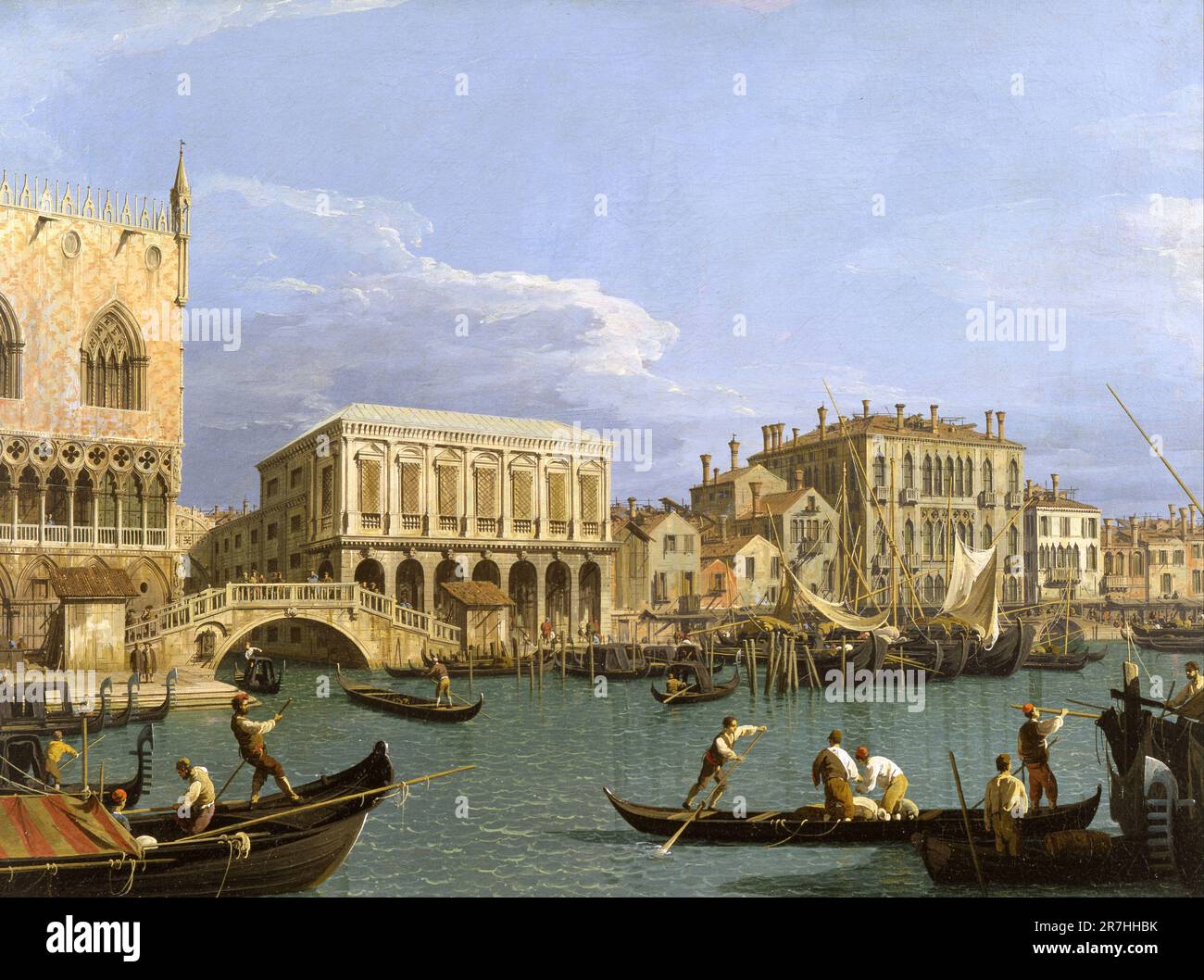 View of the Riva degli Schiavoni, Venice  painted by the Venetian painter Giovanni Antonio Canal, commonly known as Canaletto. Stock Photo