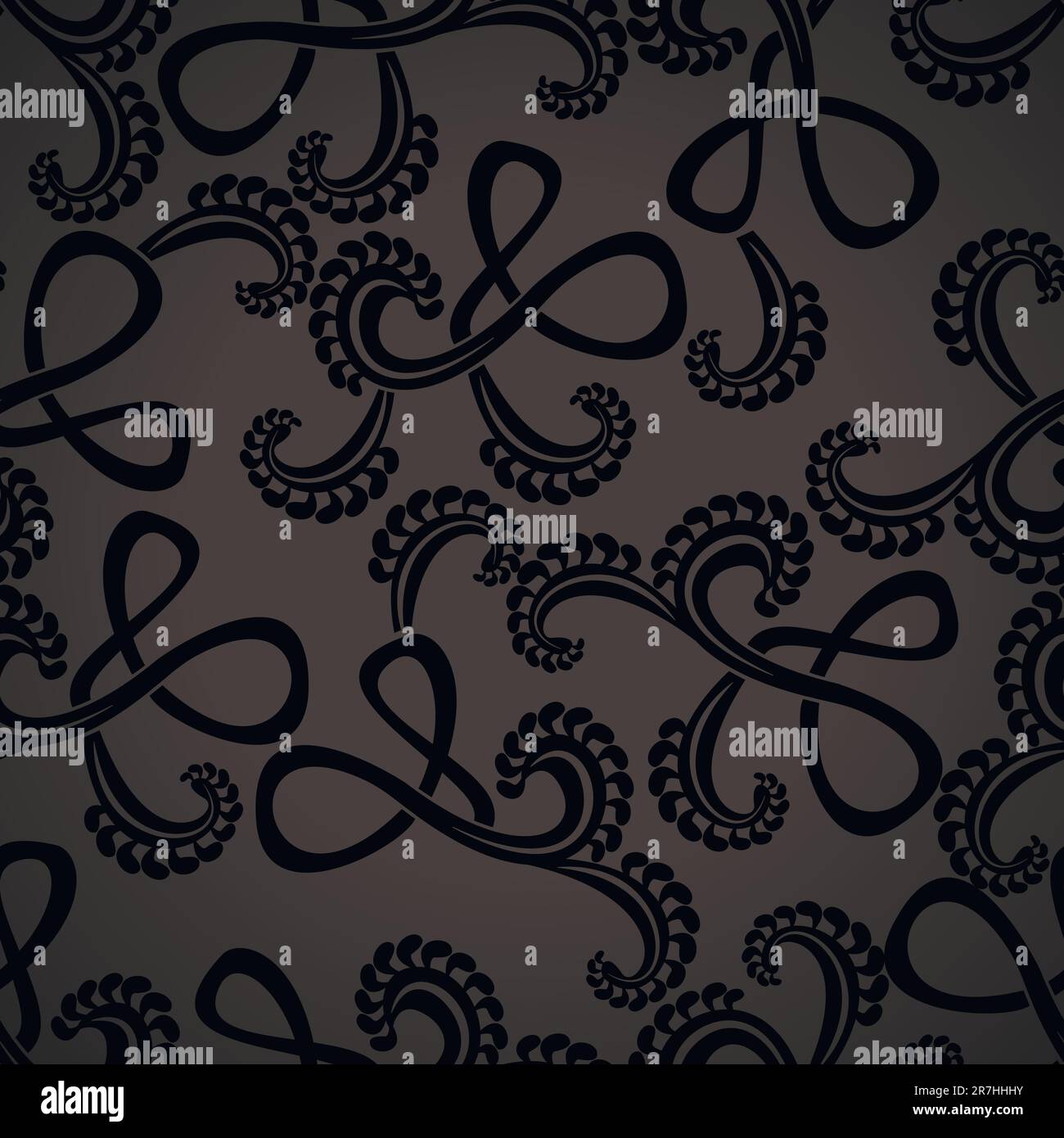 seamless pattern black swirls on a black background Stock Vector