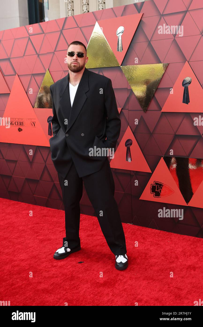 Kansas City, USA. 15th June, 2023. Kansas City Chiefs Tight End Travis Kelce  at the Kansas City Chiefs Ring Ceremony held at Union Station in Kansas  City, MO on June 15, 2023.