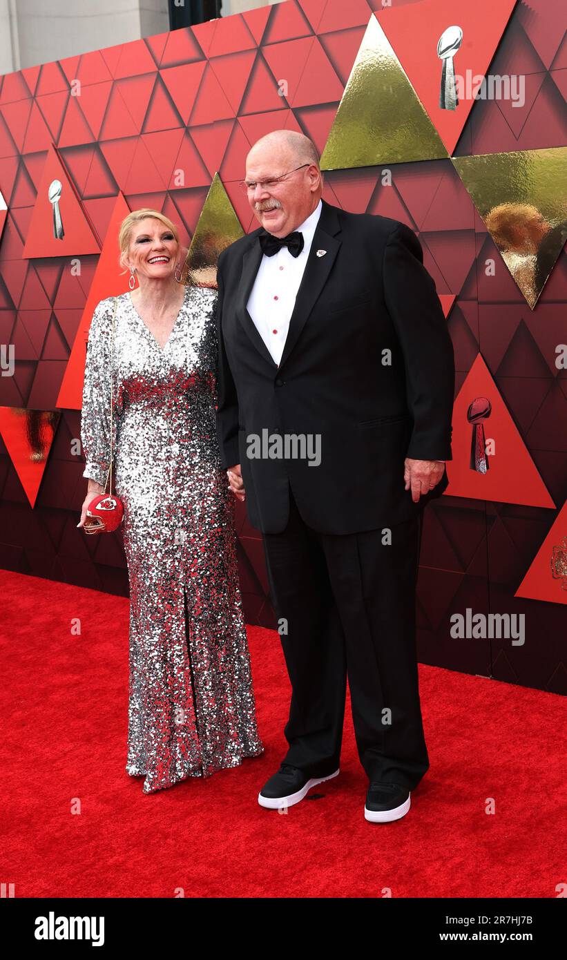 Kansas City, USA. 15th June, 2023. Head coach of the Kansas City Chiefs Andy  Reid with his wife Tammy at the Kansas City Chiefs Ring Ceremony held at  Union Station in Kansas