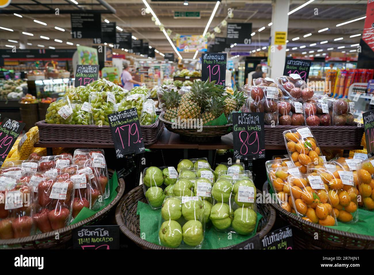 PATTAYA, THAILAND CIRCA APRIL, 2023 produce on display at Big C