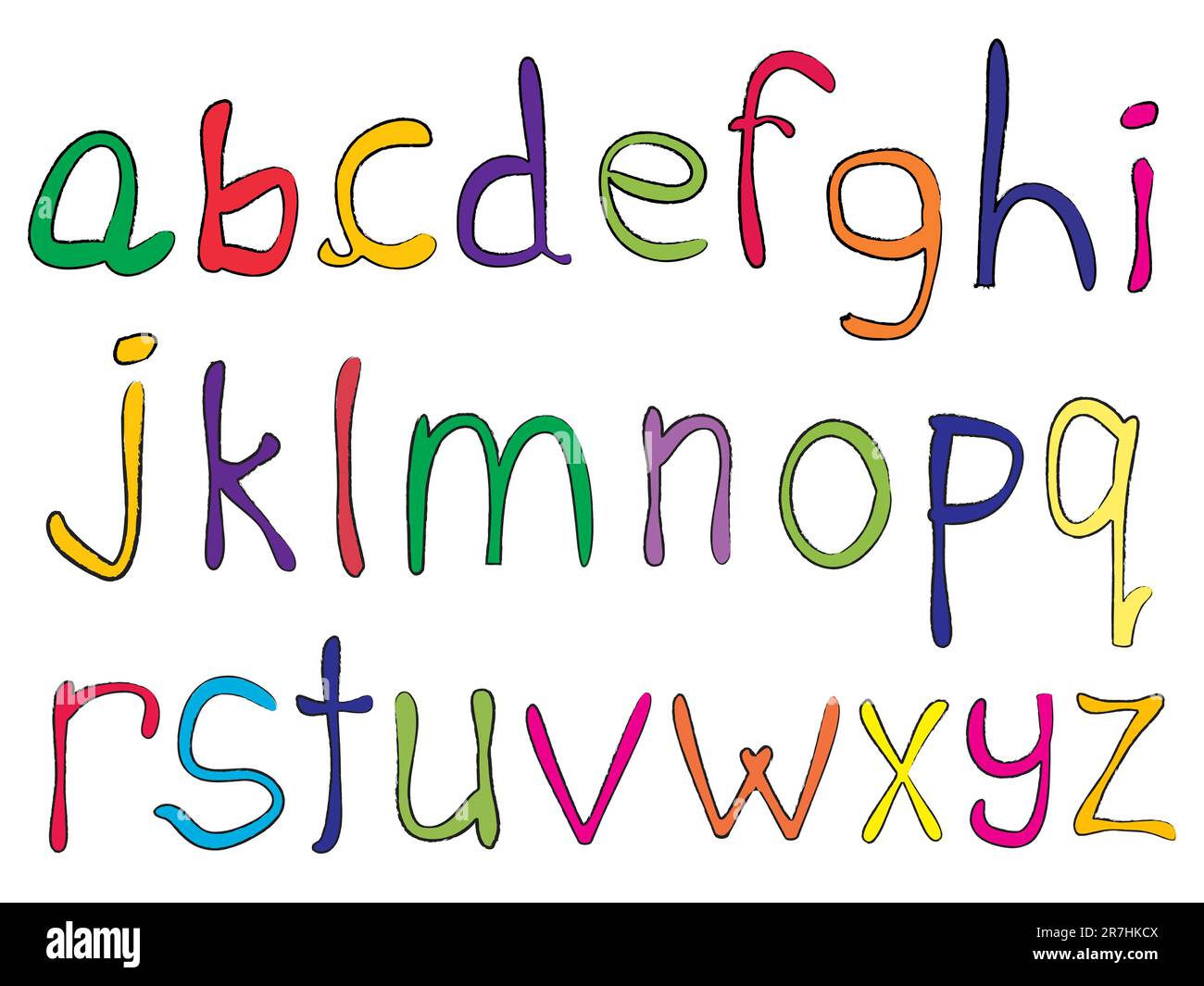 hand made alphabet, abstract vector art illustration Stock Vector Image