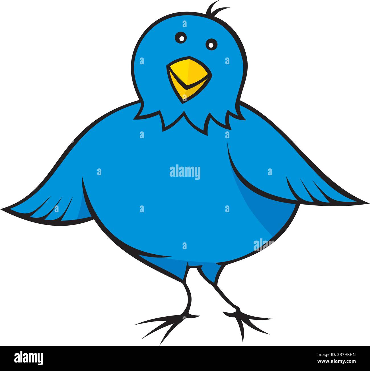 Little blue bird cartoon looking at you. Stock Vector