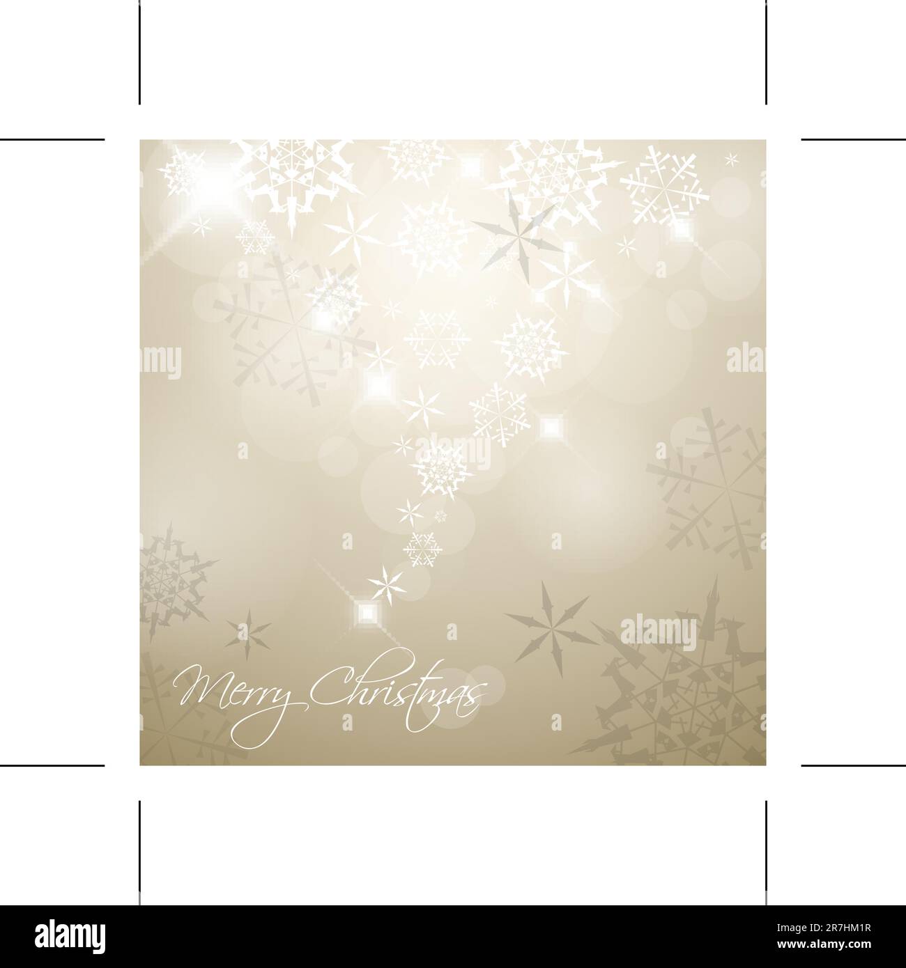 Golden Vector Christmas background with white snowflakes and place for your text Stock Vector