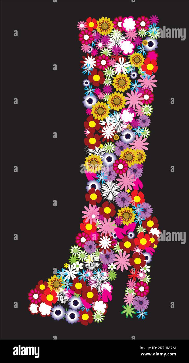 vector illustration of floral female boot Stock Vector