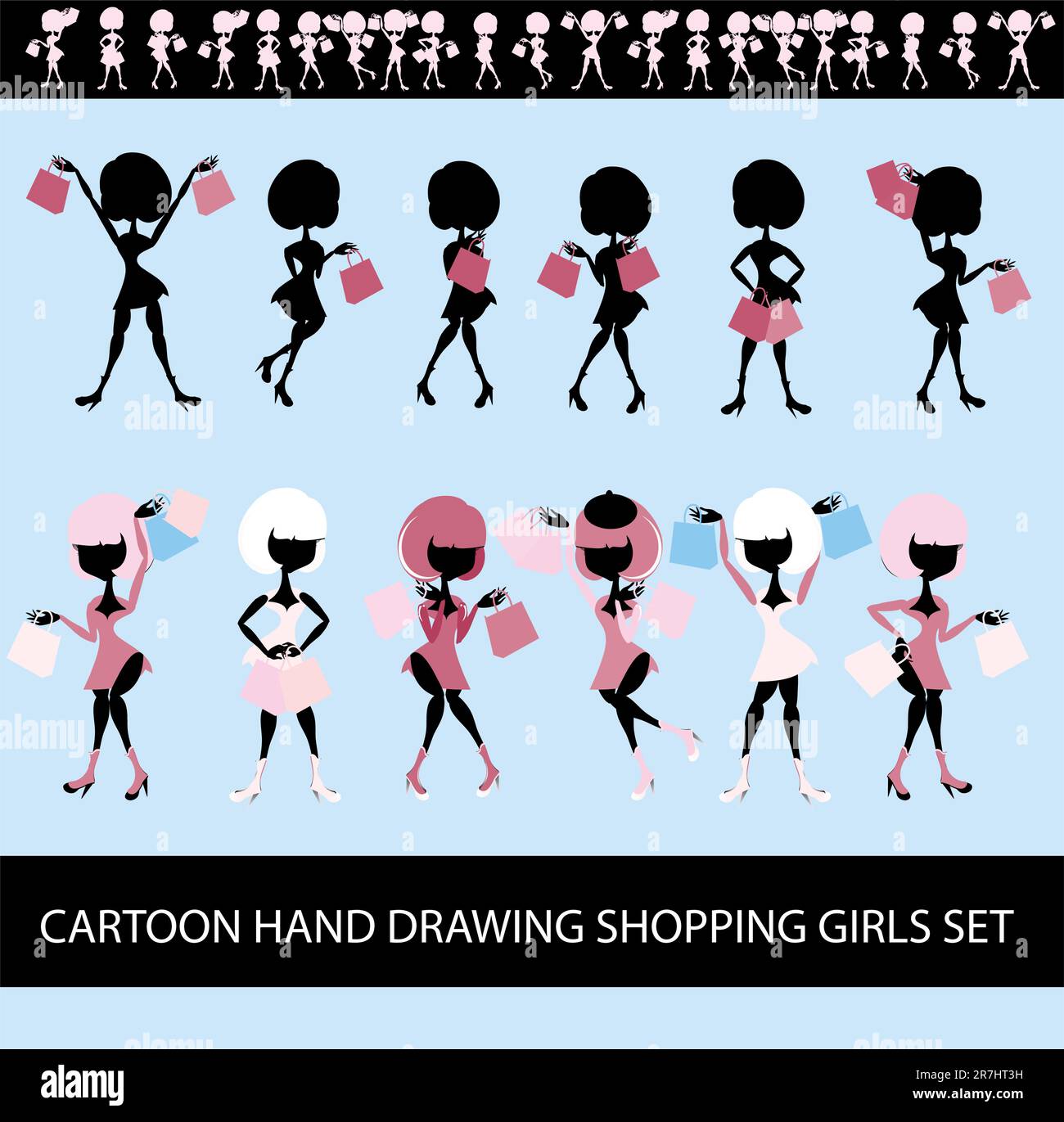 fashion shopping girls illustration set Stock Vector Image & Art - Alamy