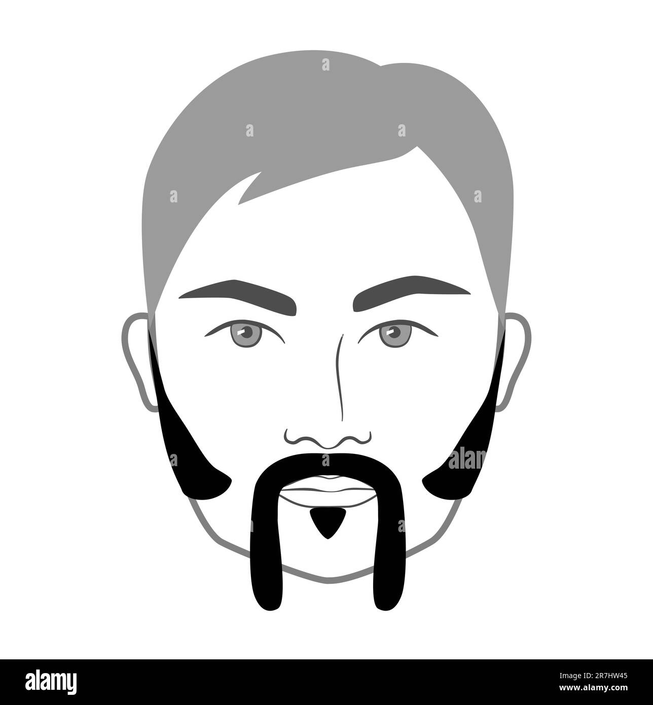 Winnfield Beard style with Sideburns men in face illustration Facial