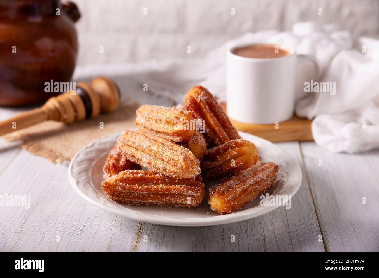Churros. Fried wheat flour dough, a very popular sweet snack in Spain