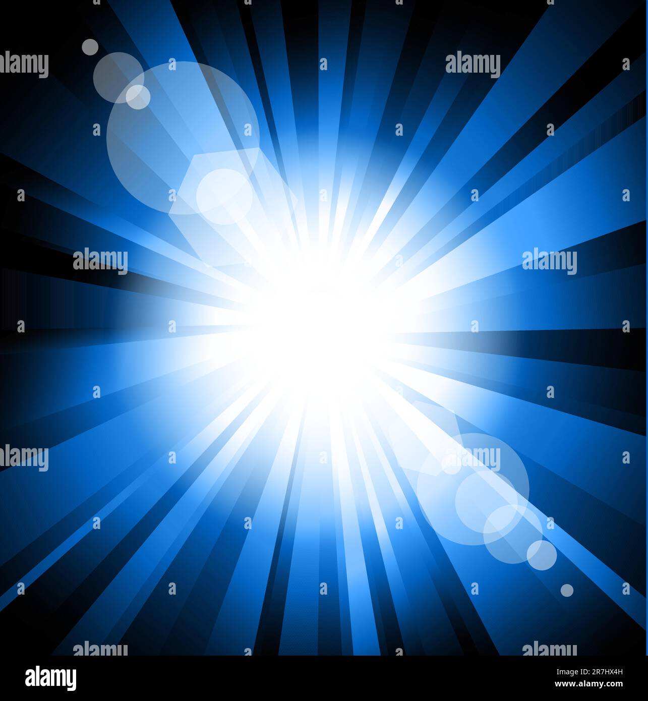 Colorful Ray of Lights explosion with lens glare effect Stock Vector