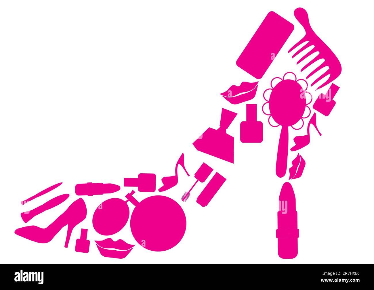 vector illustration of Women's shoes are made ??of many parts of women's beauty Stock Vector