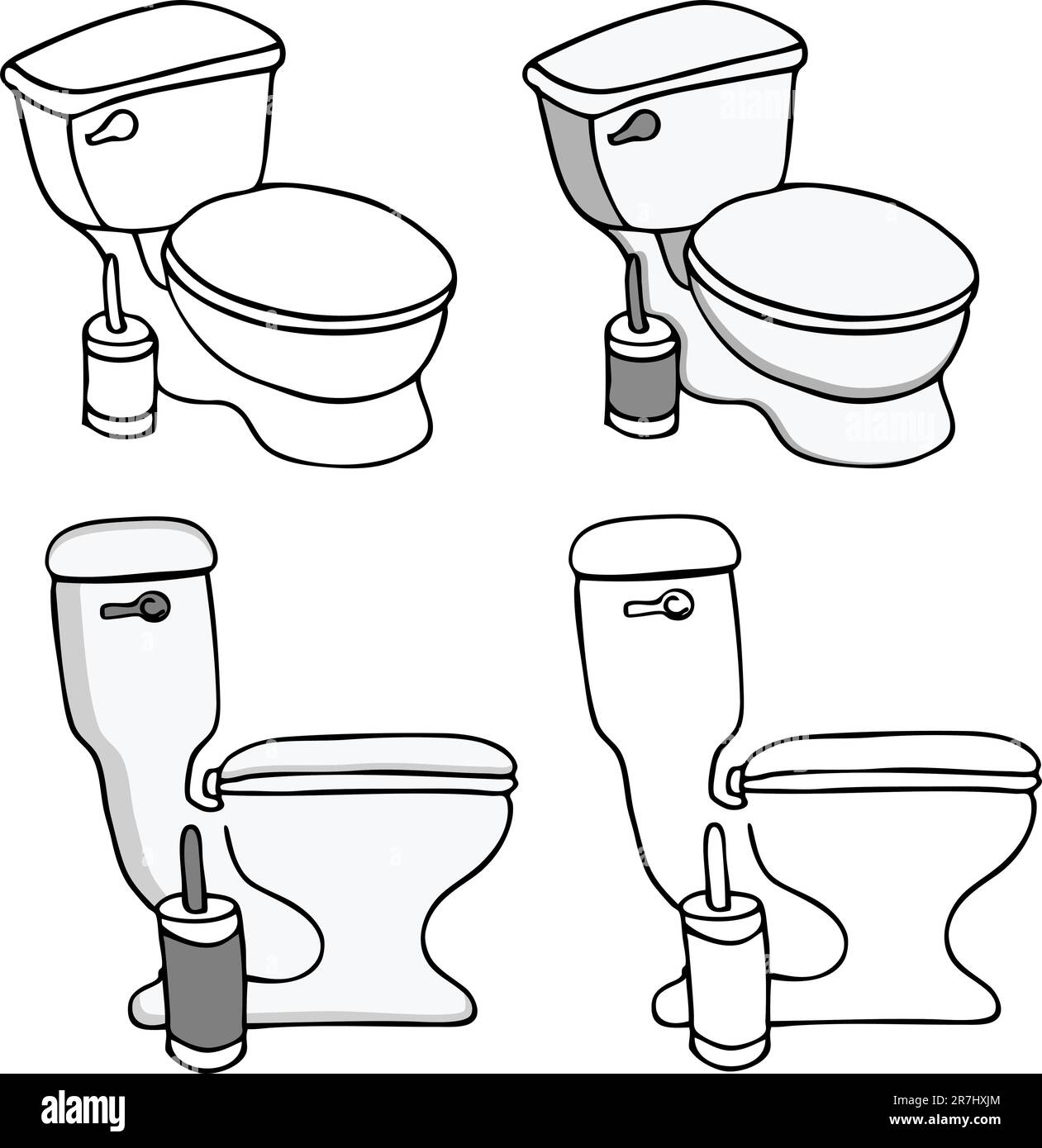 An image of a set of bathroom toilet commodes. Stock Vector