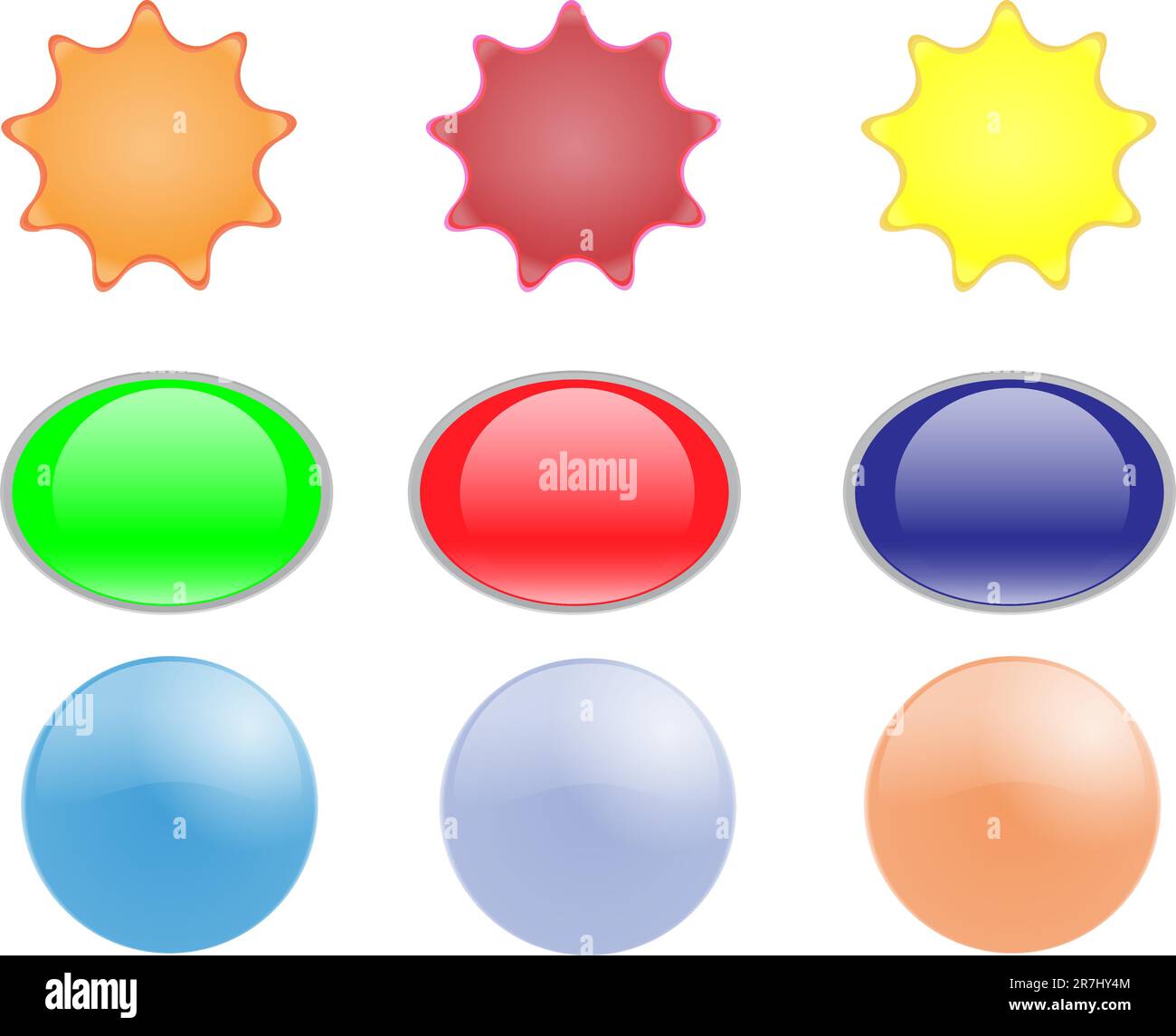 Collection of brightly colored, glossy web  elements Stock Vector